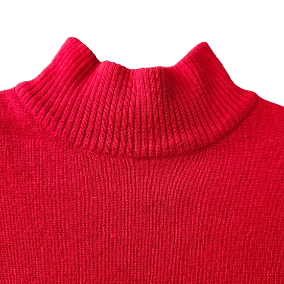 The Work Connection vintage red knit blouse sweater wool mock-neck short sleeveM - Picture 8 of 15